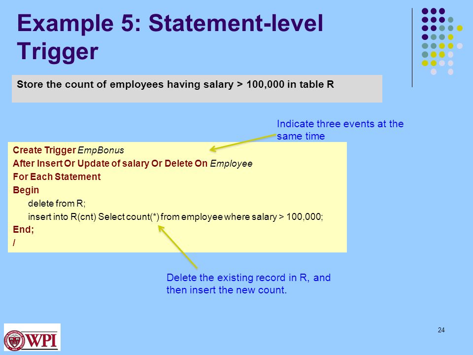 How to write statement level trigger